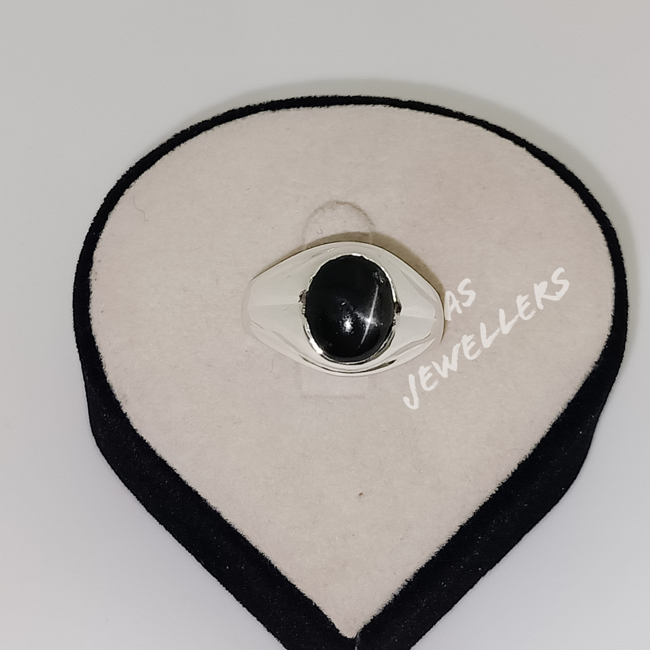 Bague Homme Saphir étoile Noir Argent 925 Fait Main - Taille Réglable Pour Fiançailles