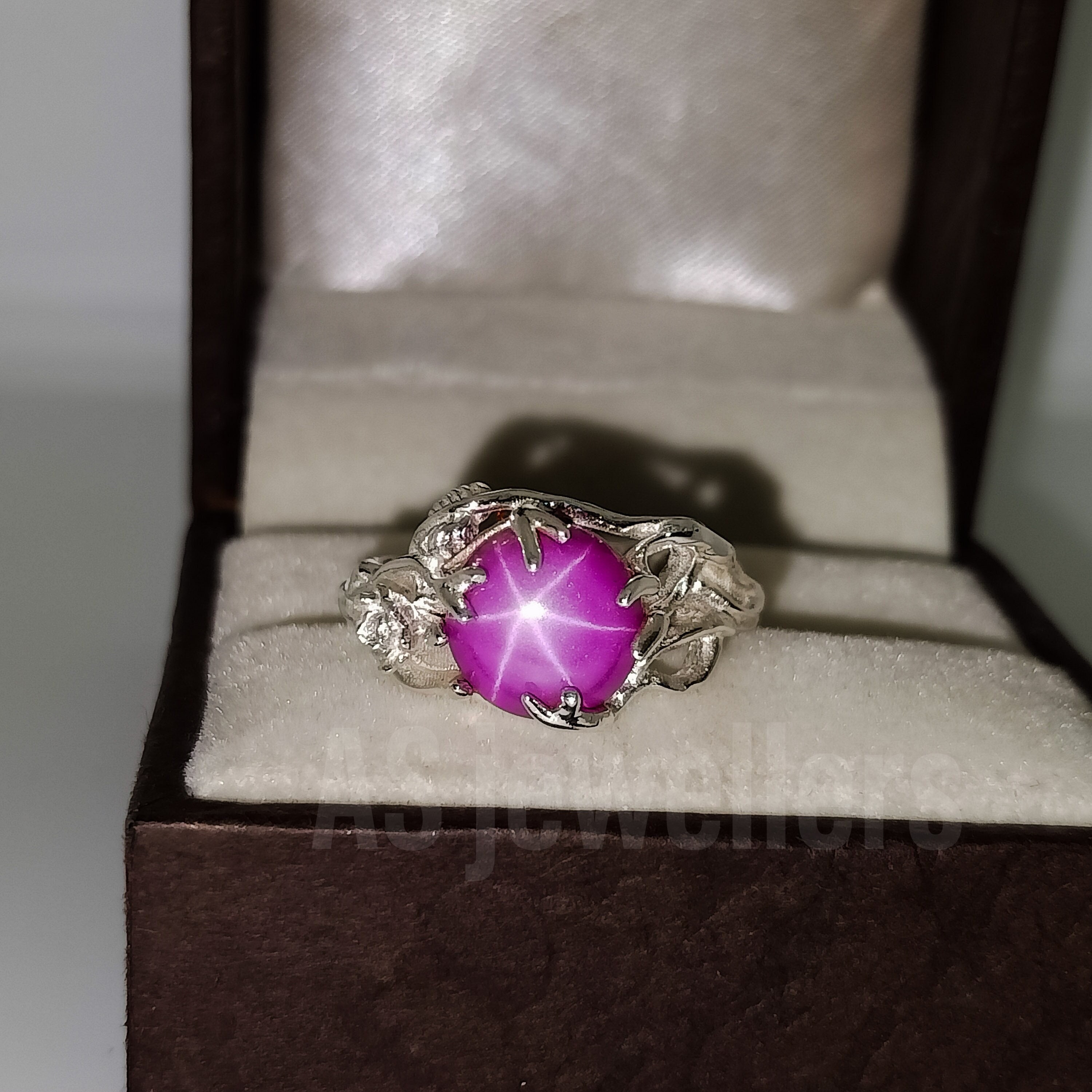 Cartier Art Deco Platinum Pink Star Sapphire Diamond Ring