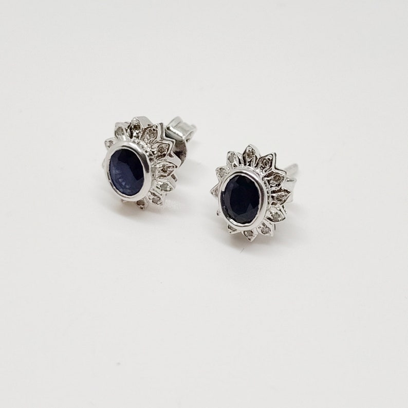 Natural Diamond Studs for Women/'s,Ruby Studs Natural Sapphire And Diamond Earrings,Oval Cut Emerald Cluster Earring Studs Gift For Her