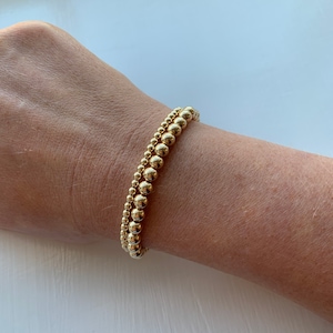 Gold Filled Bead Stretch Bracelet, Gold Ball bracelet, 14k gold filled, gold bead bracelet 2mm 3mm 4mm 5mm 6mm, Birthday gift, Mother’s Day