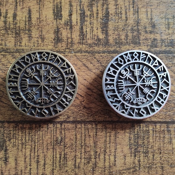 Vegvisir Gürtelschließe Buckle Gürtelschnalle Gothic Biker Wikinger Vikings Tribal Wolfsköpfe Larp Mittelalter