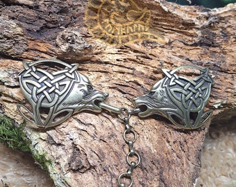 Wolf Clasp Brass Wolf Heads Rivet Fitting voor jas, Bont Past Middeleeuwse Larp Vikingen Middeleeuws, Jasketting, Odin Jarl