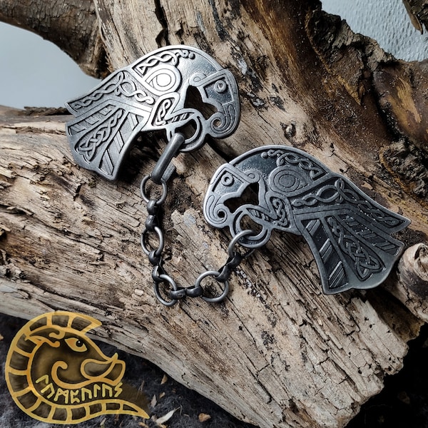 Fermoir en fer Vendel Raven - Viking nordique païen Vikings Odin Hugin Munin manteau fermoir vêtement fermoir Rivet asa og Vana