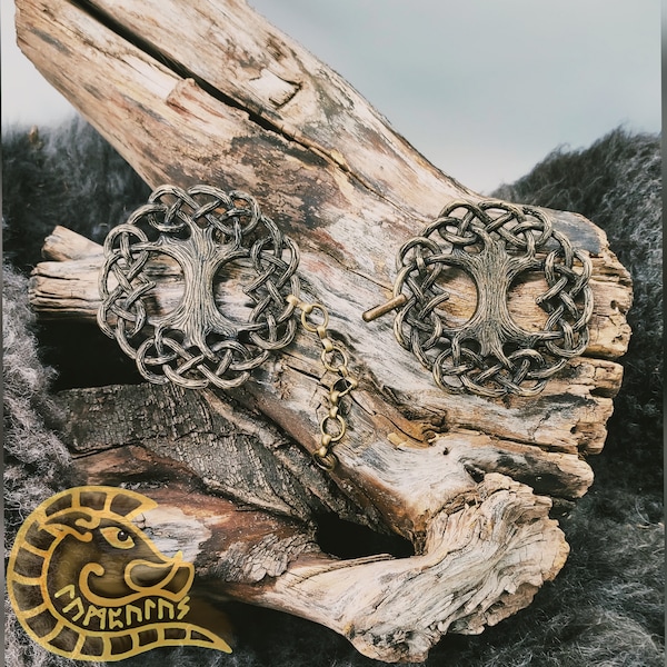 Bronze Yggdrasil Verschluss - Lebensbaum Pagan Schamane Mantelschließe Umhang Verschluss  Niete Fellverschluss Vikings Baum Wald Ethno