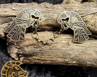 Brass Vendel Raven Clasp - Viking Norse Pagan Vikings Odin Hugin Munin Cloak Clasp Garment Clasp Rivet asa og Vana