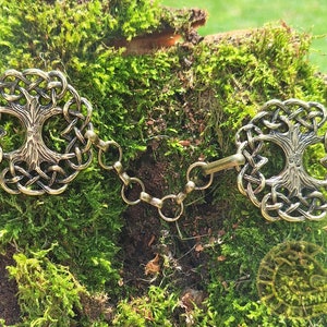 Brązowe zapięcie Yggdrasil - Drzewo Życia, zapięcie płaszcza szamana pogańskiego, zapięcie peleryny z nitem, zapięcie futrzane, drzewo i las wikingów