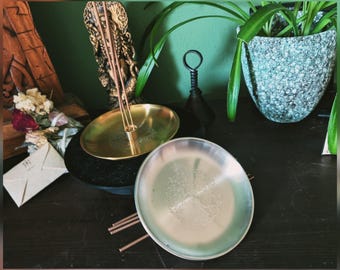Incense bowl brass or silver with world tree of life Yggdrasil for altar power place rituals incense sticks charcoal and cones gift