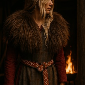 Shoulder Fur Brown - Viking Shieldmaiden Barbarian Warrior Larp Middle Ages Pagan Vikings Shaman Berserker Elf Orc
