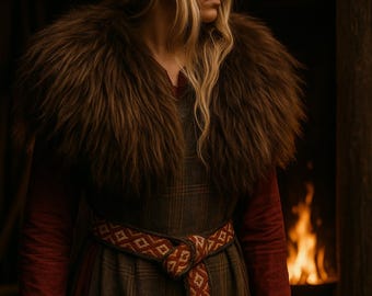 Shoulder fur brown - Viking shieldmaiden barbarian warrior larp medieval pagan vikings shaman berserker elf orc