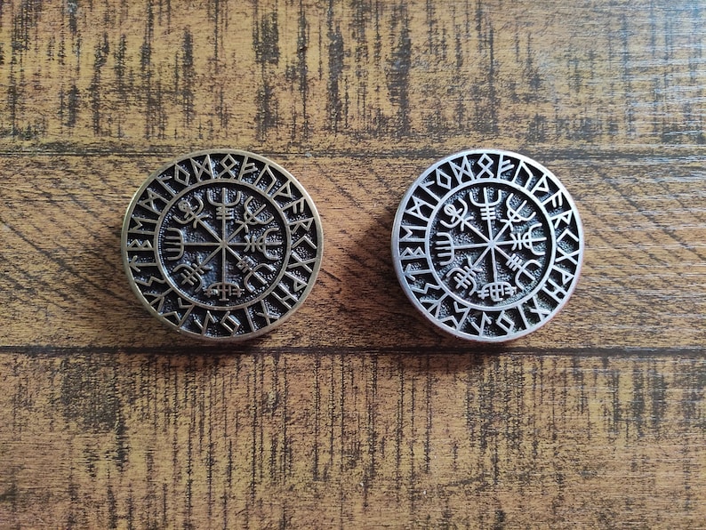 Vegvisir Gürtelschließe Buckle Gürtelschnalle Gothic Biker Wikinger Vikings Tribal Wolfsköpfe Larp Mittelalter Bild 1