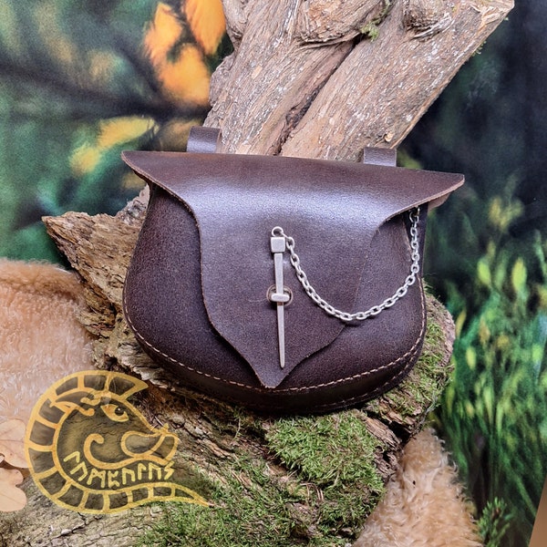 Sac ceinture en cuir extra robuste - sac à main accessoire GN médiéval viking elfe orc satyre gothique steampunk