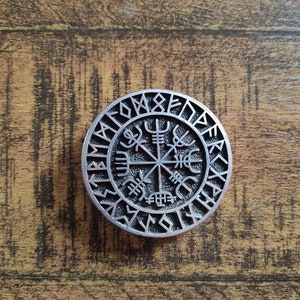 Vegvisir Gürtelschließe Buckle Gürtelschnalle Gothic Biker Wikinger Vikings Tribal Wolfsköpfe Larp Mittelalter Bild 2