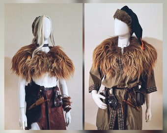 Schulterfell braun - Wikinger Schildmaid Barbar Krieger Larp Mittelalter Pagan Vikings Schamane Berserker Elf Ork