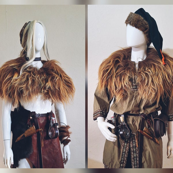 Schulterfell braun - Wikinger Schildmaid Barbar Krieger Larp Mittelalter Pagan Vikings Schamane Berserker Elf Ork