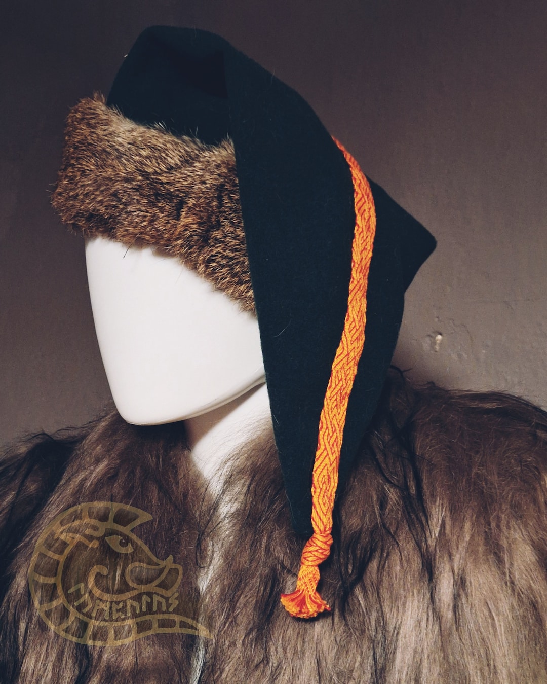 HEMAD Wikinger-Kappe Birka - Wollfilz Braun XXL, Modell Fafnir