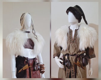 weißes Schulterfell - Heidschnucke Vikings Hochzeit Handfasting Wikinger Kleidung Larp Mittelalter keltische Hochzeit Handfasting Braut