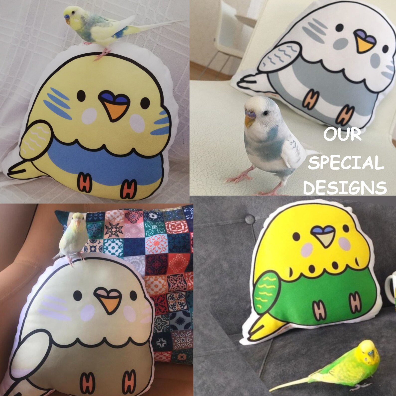 Budgie Plush, Budgerigar Pillow, Cushion, Parakeet, Bird, Parrot, Gift ...