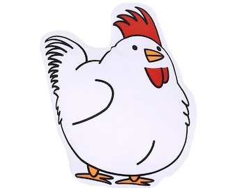 Rooster Plush White, Pillow, Cushion, Bird, Parrot, Gift Height 37 cm (14,60 inch), Width 29 cm (11,40 inch)