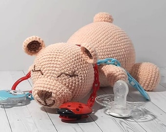 CROCHET BEAR PATTERN, "Sleeping Baby Bear" Amigurumi bear pattern, part of "sleeping Baby Animals" collection,  crochet toy, teddy bear toy