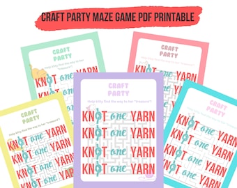 Set of Five Maze Games, Crafty Puzzle, Maze, Labyrinth Game, Yarn Party Entertainment, Puzzles for kids, Sip and Stitch Party Activity, PDF