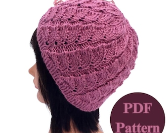 Lacy Fall Beanie Knitting PDF Pattern, Knit Winter Hat, Fall Accessory, Handmade Hat Pattern, Easy Hat Pattern
