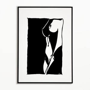 Black and White Naked Woman Abstract Nude Woman figure Line | Etsy