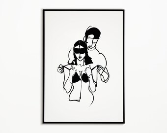 Nude Couple Art Black and White - Etsy Israel