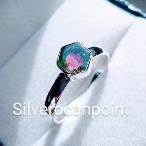 Tourmaline Eyes Ring Watermelon ,Tourmaline, bye color Ring 925 sterling silver Gemstones, Eyes, Handmade, Natural Woman, Birthstone Gifts