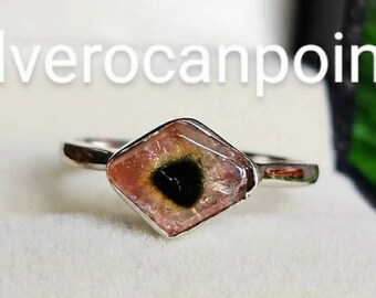Watermelon Tourmaline Ring: Handmade 925 Sterling Silver Cocktail Ring
