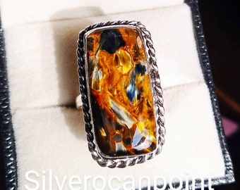 Handmade Pietersite Ring: Boho Sterling Silver Promise Jewelry