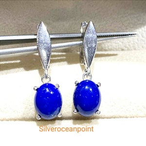 LAPIS lazuli EARRING 925 sterling silver Christmas gift for her women Earring Anniversary Gifts Dangle & Drop Earring Engagement Earring