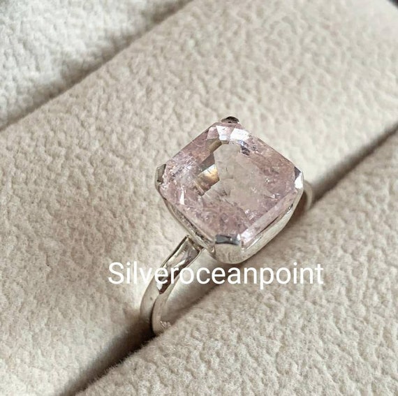 Natural Vintage Morganite Ring 925 Sterling Silve… - image 2