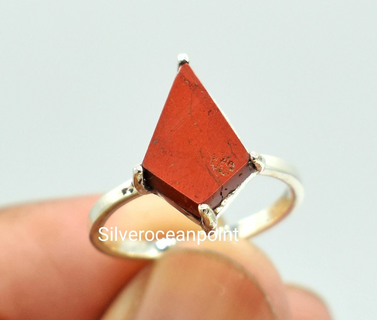 レッドジャスパー　ジュエリーセット RED Jasper Kite, Ring 925 Sterling Silver Ring Handmade
