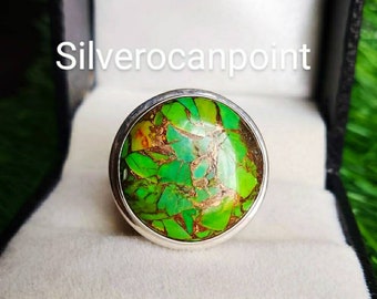Green American Turquoise Ring, 925 Sterling Silver Gemstone, Promise Ring