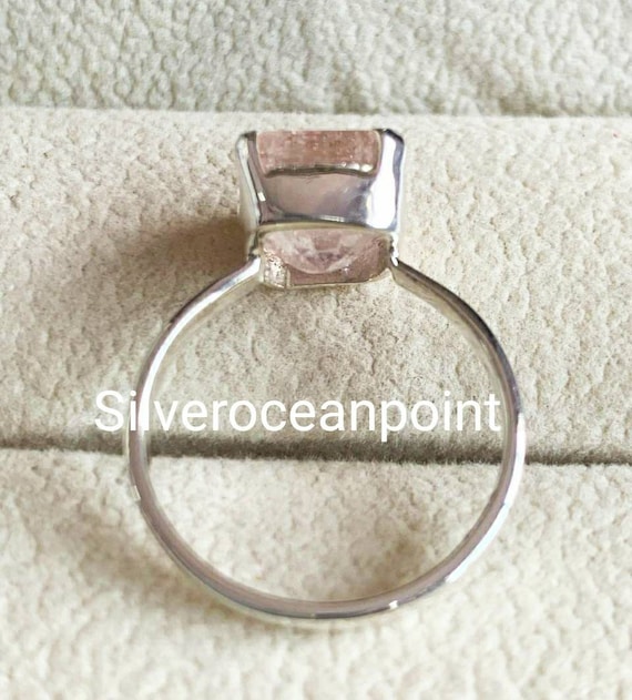 Natural Vintage Morganite Ring 925 Sterling Silve… - image 6