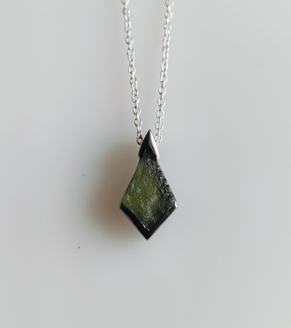 Genuine Moldavite Mens Moldavite Necklace Natural Kite Moldavite