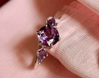 Entwined Alexandrite Ring 925 Sterling Silver gemstone Handmade Purple Alexandrite Engagement Promise Ring June Birthstone Gift For Her