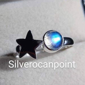 Rainbow Moonstone Ring: 925 Sterling Silver Gemstone Jewelry