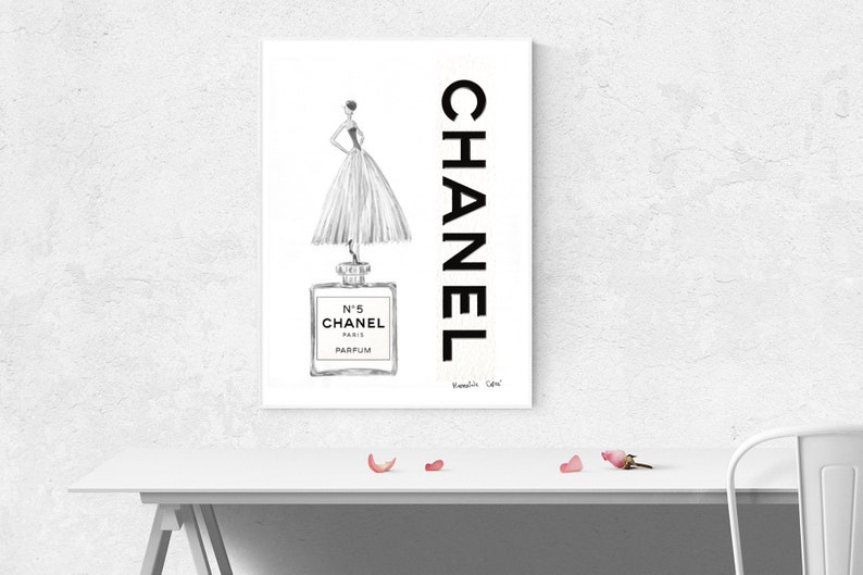 Chanel N5 poster fashion illustration chanel aquarelle | Etsy