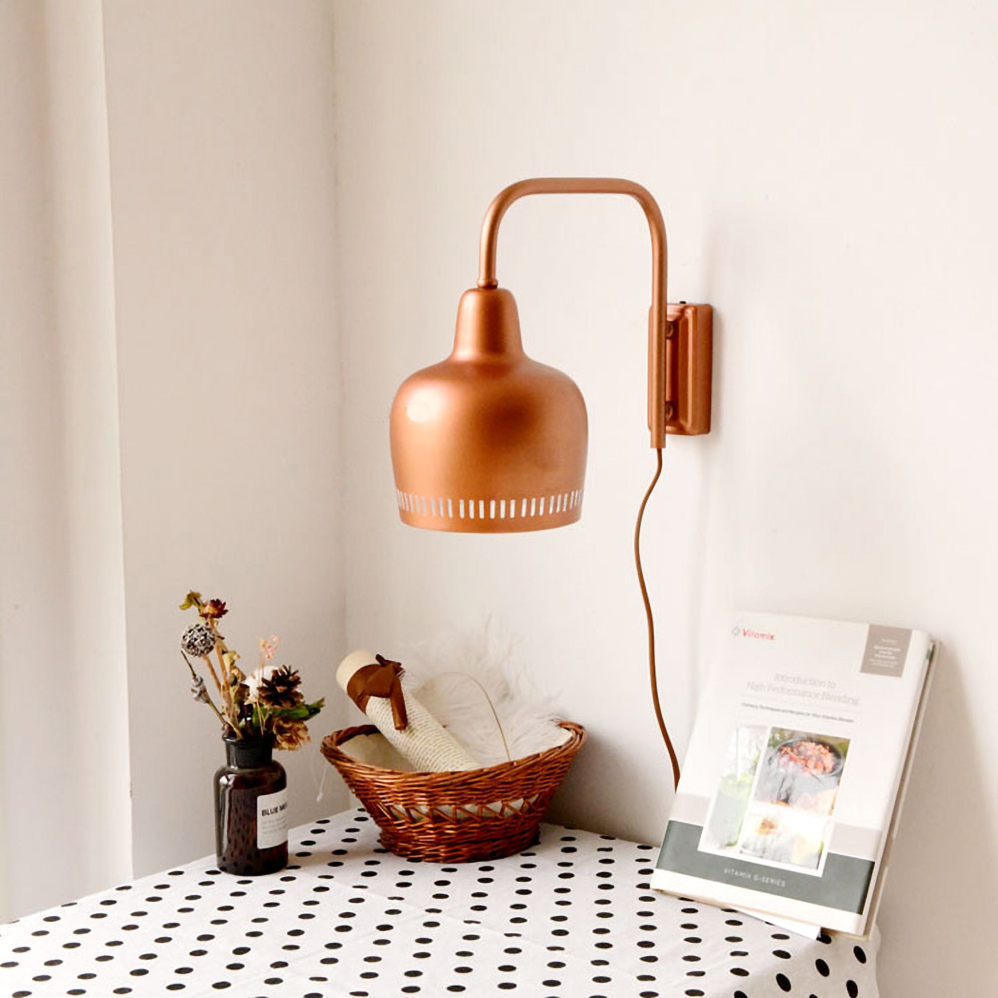 Plug in Bedside lamp with plug Retro Minimalist French | Etsy