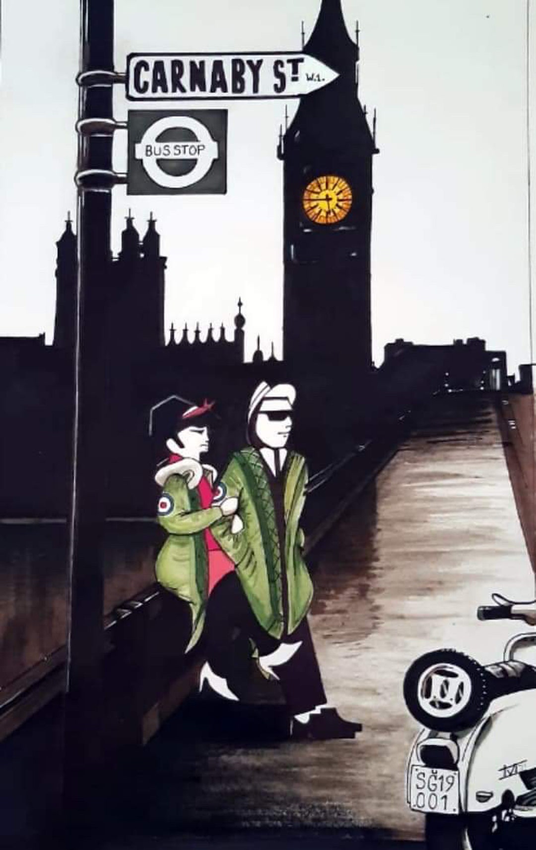 Mod Couple Westminster Bridge Poster, 1960s Ska Northern Soul Art - Etsy