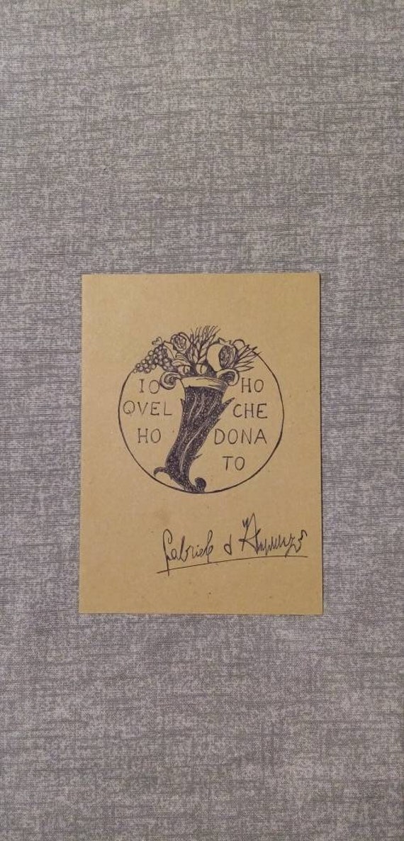 Card With Envelope i Have What I Have Given D'annunzio's Motto Gabriele  D'annunzio Italian Literature 