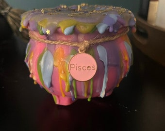 Zodiac/PISCES Birthday Cauldron Candle