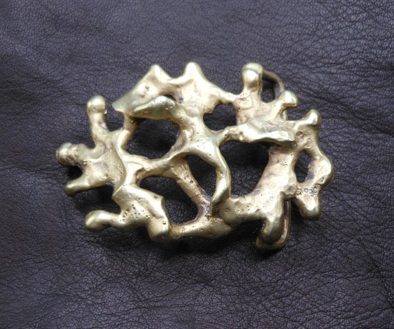Abstract Buckle Solid Brass Vintage 1970's PRICE … - image 1