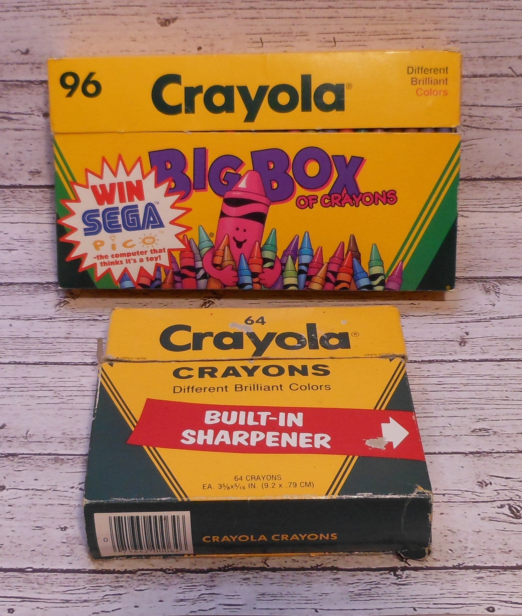 Box of 64 Crayola Crayons & Big Box of Crayons 96 Crayons Sega Contest Both  Vintage PRICE REDUCED 1/9/24 