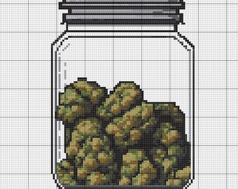 Jar of weed Cross Stitch Pattern