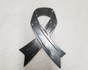 Cancer Ribbon Metal Sign