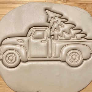 Vintage Truck with Christmas Tree Cookie Cutter with detail