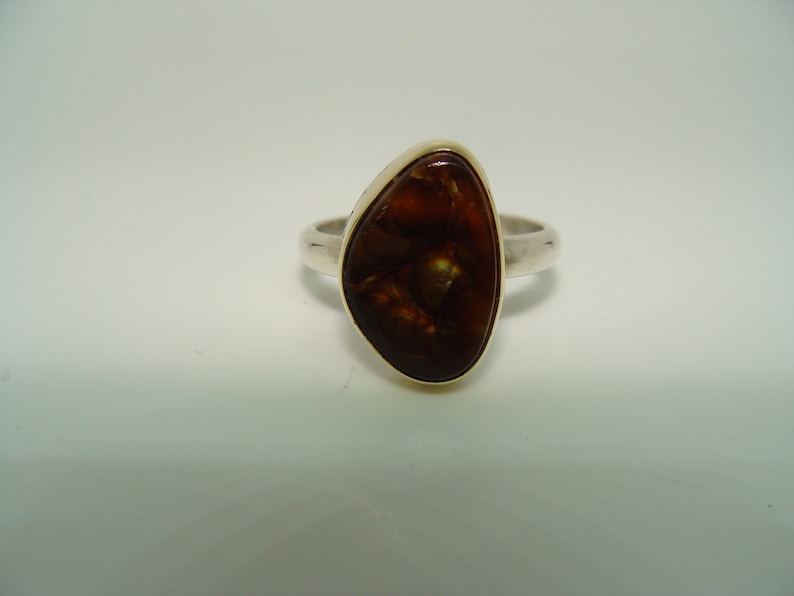 Sterling Silver and 14kt Gold Fire agate ring