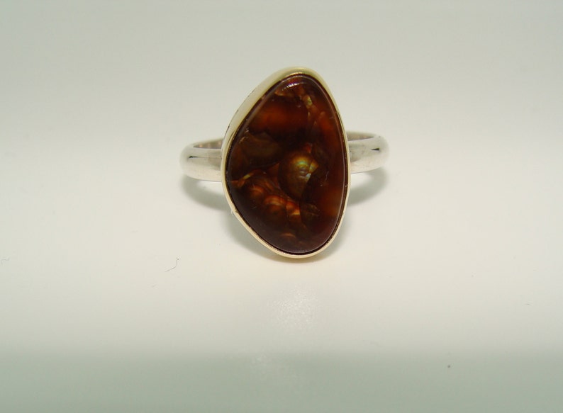 Sterling Silver and 14kt Gold Fire agate ring